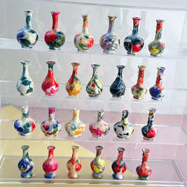 树脂迷你小花瓶景德镇插花仿陶瓷摆件DIY电脑桌面伴手礼饰品配件