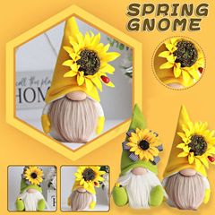 跨境蜜蜂節無臉娃娃侏儒可愛老人向日葵地精公仔櫥窗裝飾擺件用品