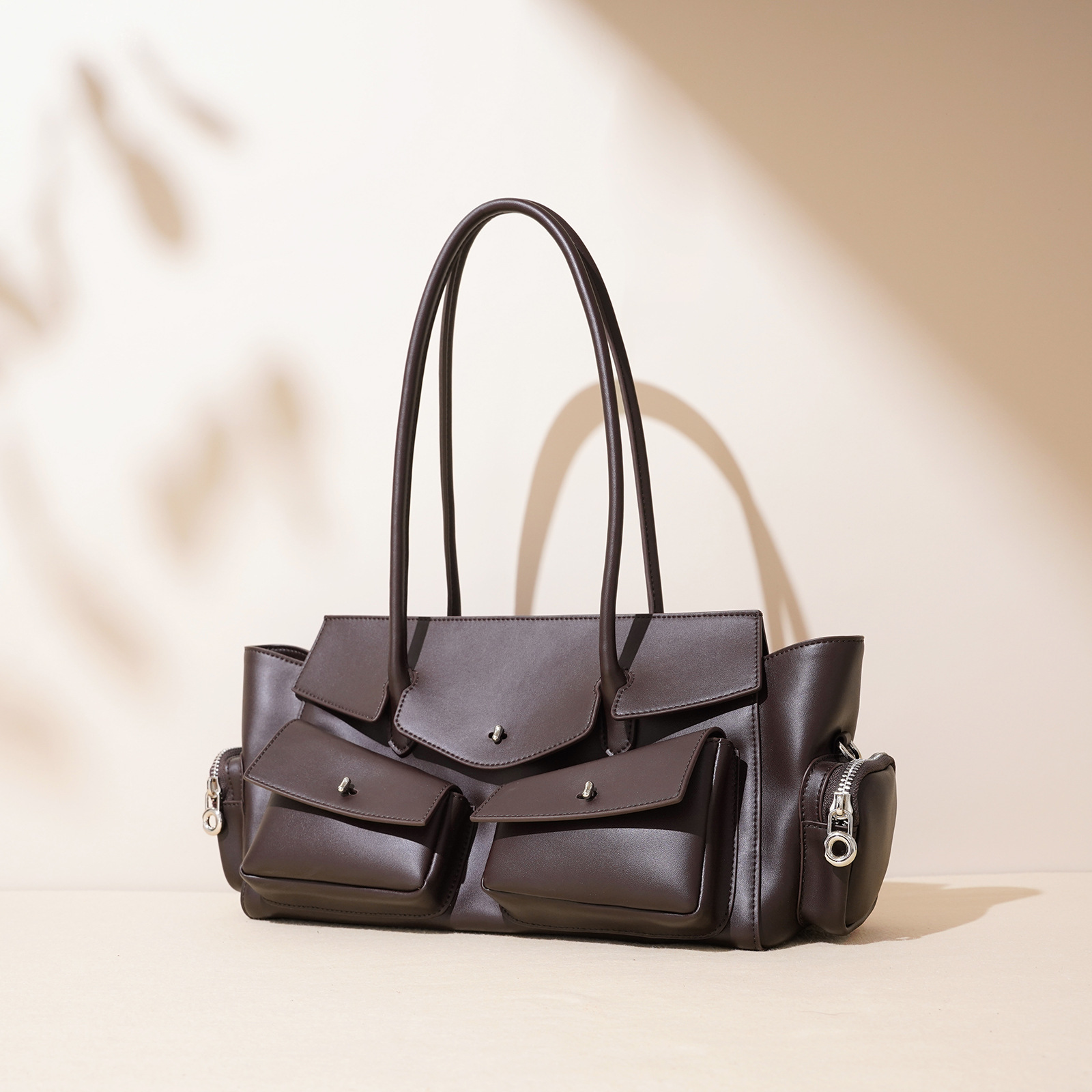 Women's Bags 2025 Genuine Leather Retro Large Capacity Motorcycle Underarm Bag Versatile Shoulder Crossbody Handbag - Thumbnail 3