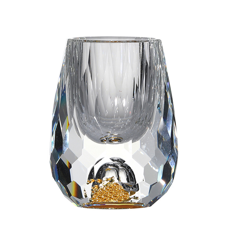 Fábrica diamante hoja de oro vino blanco vidrio hogar traje cristal separador de vino una taza de espíritus de vidrio de gama alta caja de regalo