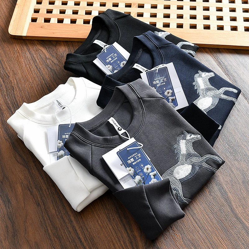 «Успешная» текстура Tianhua доска! Изысканная вышивка! Внешняя торговля мужской осенний модный воздушный хлопковый свиток