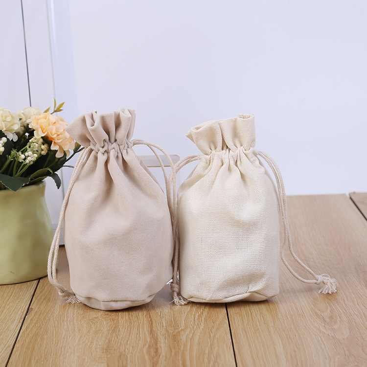 厂家直供圆底绒布束口袋棉布收纳袋丝绒拉绳袋礼品束口袋定 制log