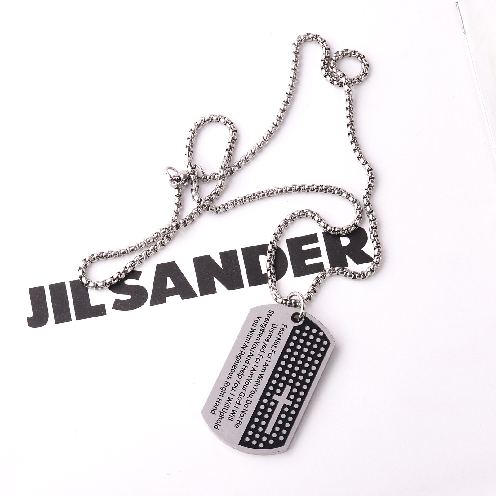 Collana con pendente lettera croce personalizzata in acciaio_voghion.com