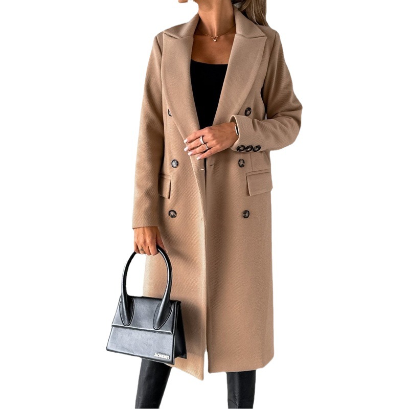 2022 independent station wish Amazon explosions 2022 autumn and winter fashion simple long sleeve double breasted wool coat women