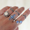 Accessory solar-powered, set flower-shaped, ring, European style, suitable for import, cat's eye