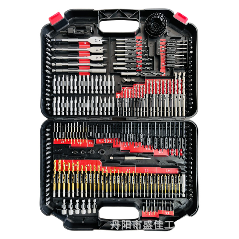 Fabricante doméstico transfronterizo juego de cabeza de taladro de juego de 246 piezas, abridor de orificios, cabeza de lote de taladro helicoso, taladro de cemento, juego de taladro plano para carpintería