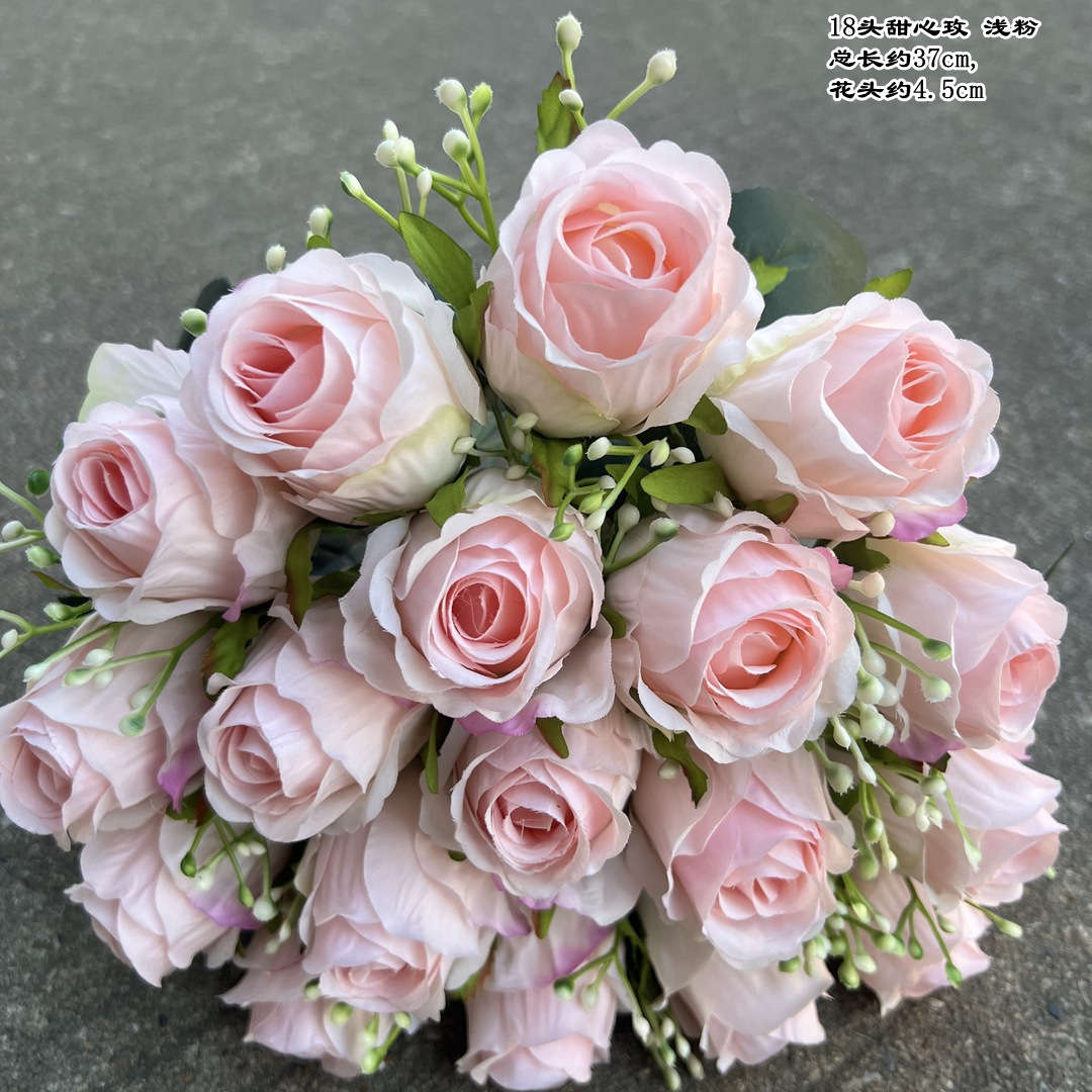 Simulación del Día de San Valentín rosa fabricante 3 sola rama multi-cabeza rosa decoración de la boda flor falsa al por mayor