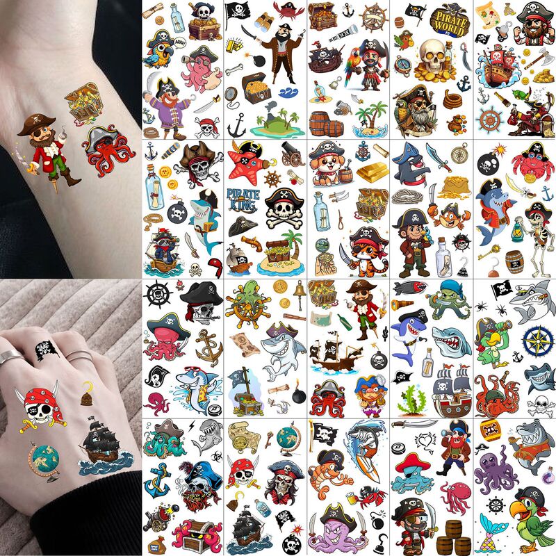 New cross-border pirate tattoo stickers, high-quality designs for wrists, hands, and necks, available on TEMU, in European and American styles New cross-border pirate tattoo stickers, high-quality designs for wrists, hands, and necks, available on TEMU, in European and American styles
