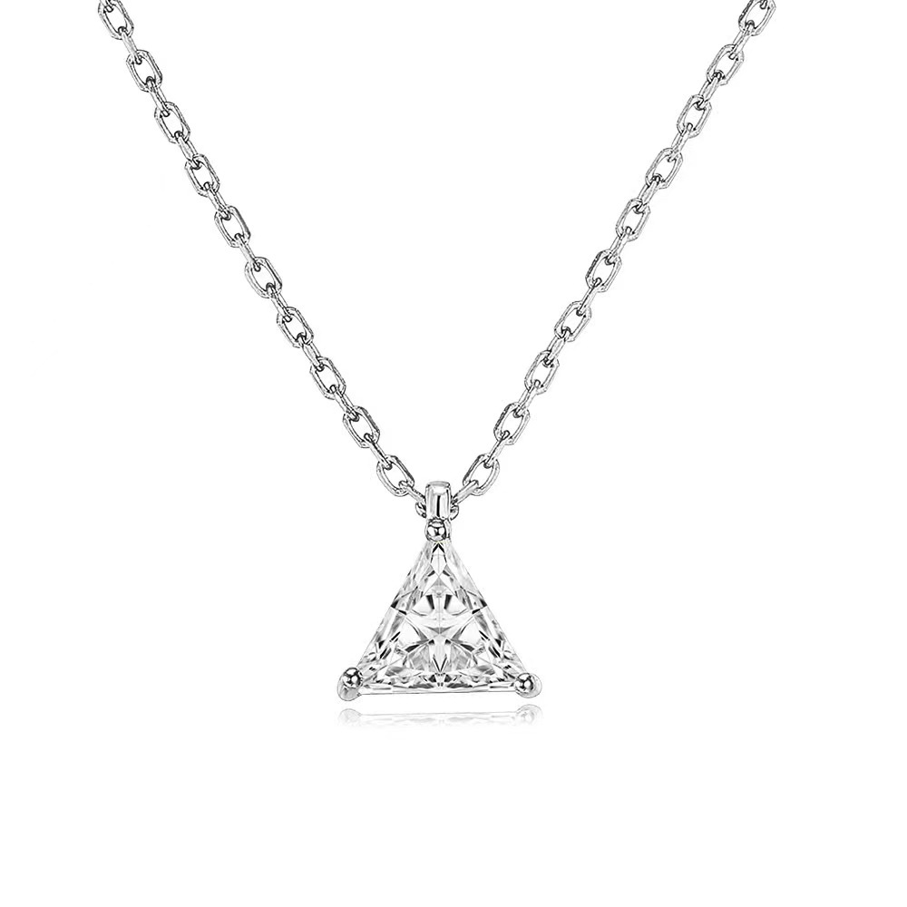 Casual Triangle Sterling Silver 14k Gold Plated Zircon Pendant Necklace In Bulk display picture 1