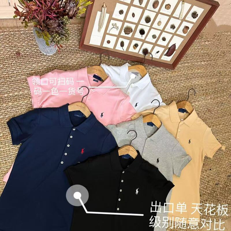Foreign Trade Order/Scannable Ceiling-Level Five-Button Short-Sleeve T-Shirt Women's Polo Shirt Slim Fit