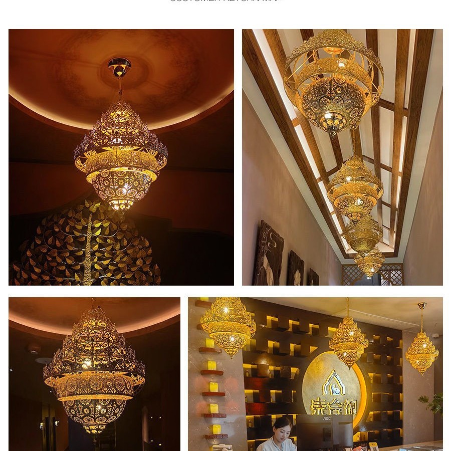Iron Golden Bohemian Retro Chandelier Living Room Dining Room Hotel Room Cafe Mediterranean Exhibition Hall Lamp