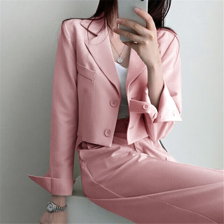 新品2022春夏秋季网红休闲英伦风小西套装女士短款韩版西服上衣详情23