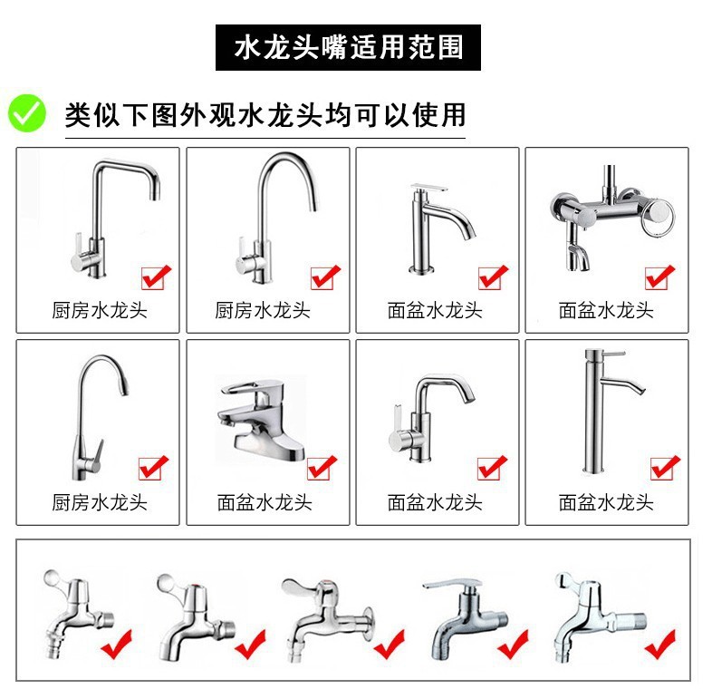 Water-saving and splash-proof shower head, extended universal head, kitchen basin, bathroom faucet, filter and bubble maker details Picture