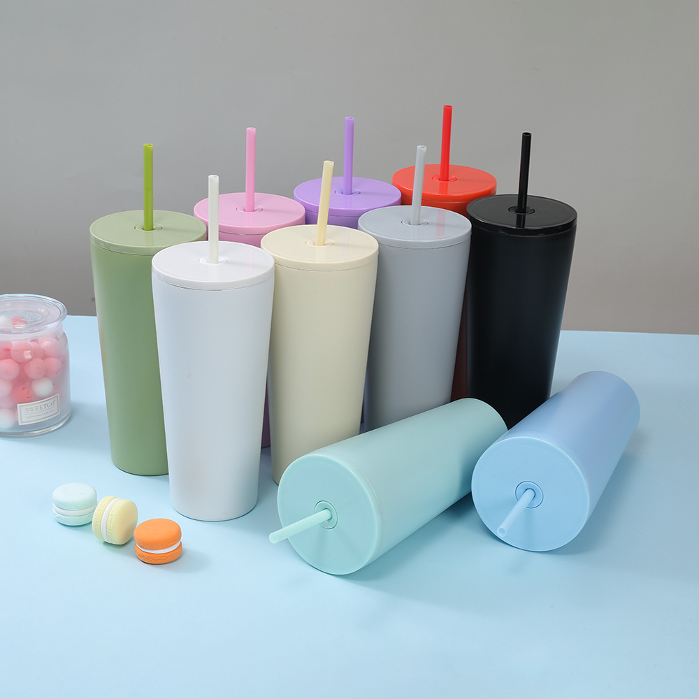 Nuevo producto transfronterizo Taza de paja de aislamiento de acero inoxidable 304 Taza de café para niñas de gran capacidad simple portátil Taza de agua doble