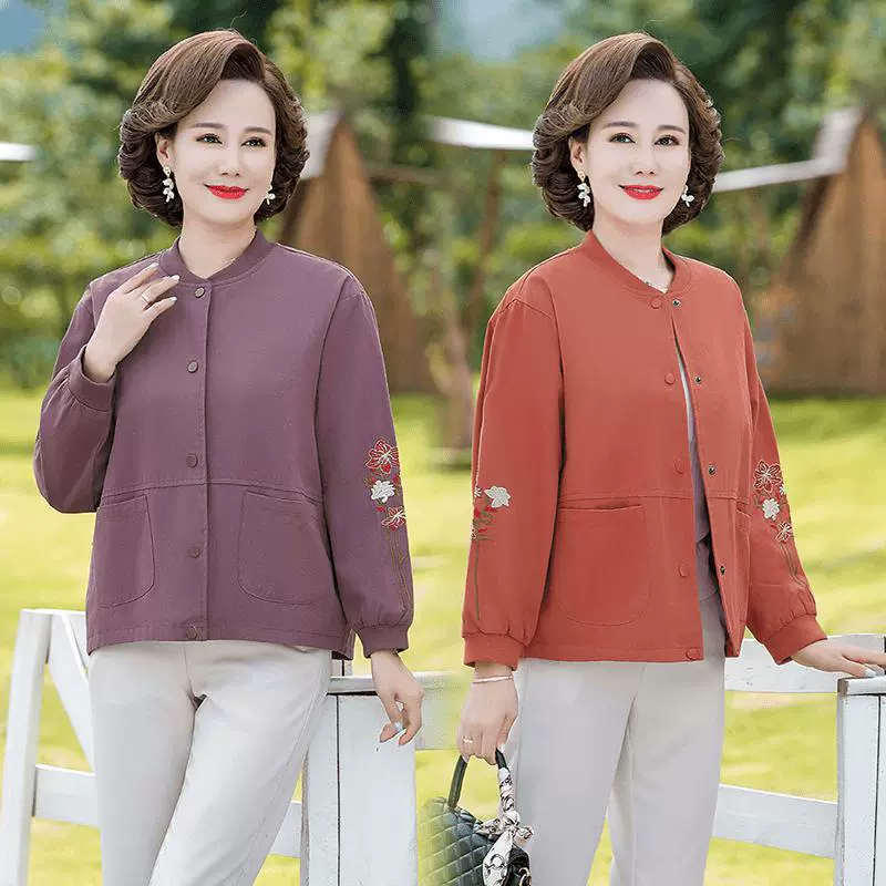 Женская одежда для мам 2024: весна-осень, для женщин 40-50 лет, укороченный жакет с вышивкой, короткое пальто, топы для женщин среднего и старшего возраста, универсальные
