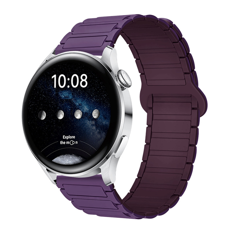 适用三星华为表带GT3/4/5荣耀watch4567二代三珠硅胶磁吸手表带|undefined