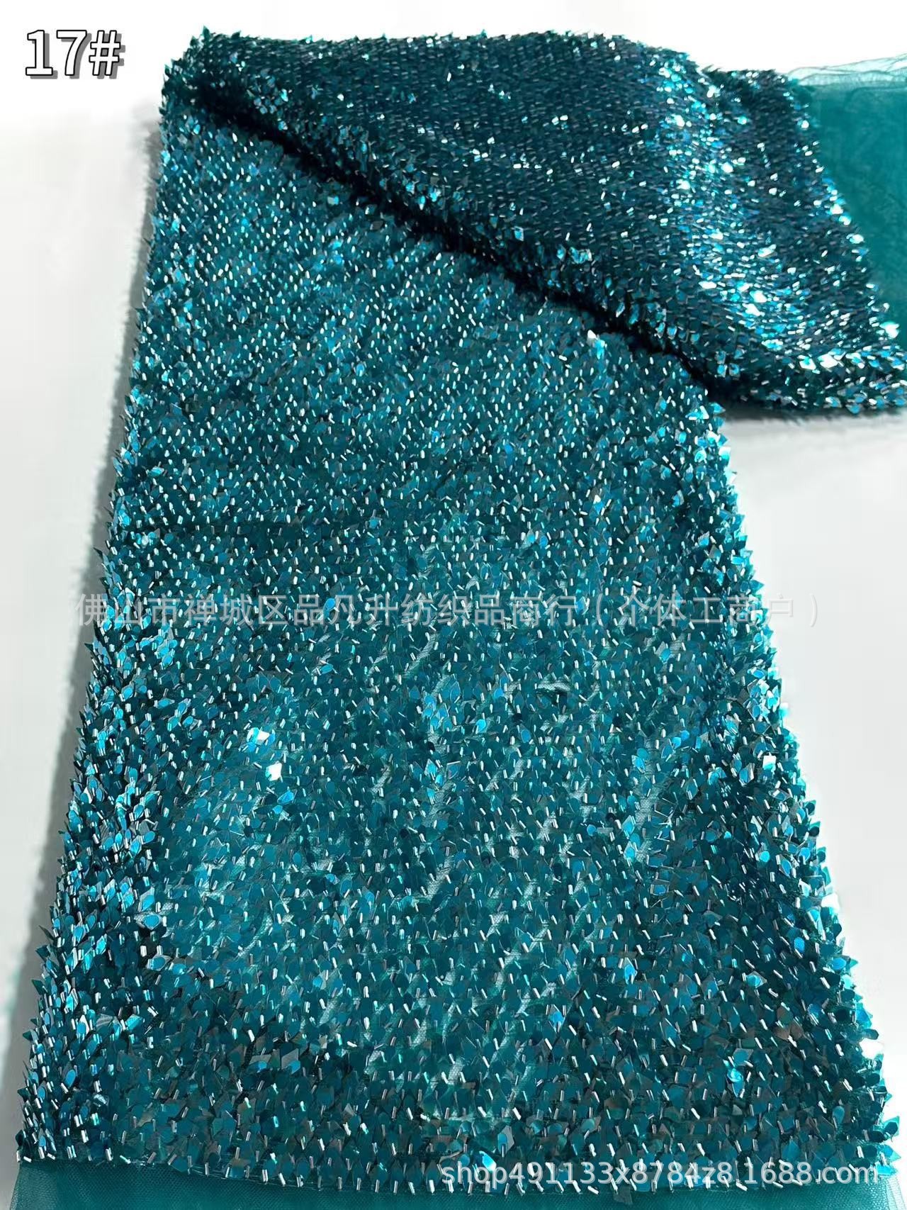 Fabricante al por mayor escamas de pescado sequin bordado tela cena brindis vestido de baile vestido de fiesta tela