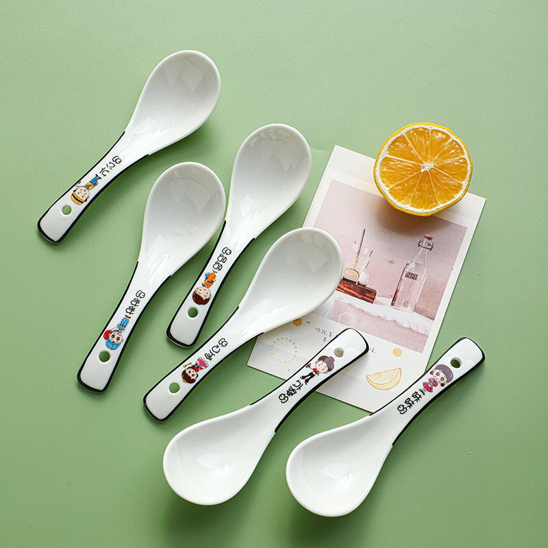 Family Matching Spoons, One Spoon Per Person, Cartoon Ceramic Spoons for a Family of Four, Household Spoons, Tableware