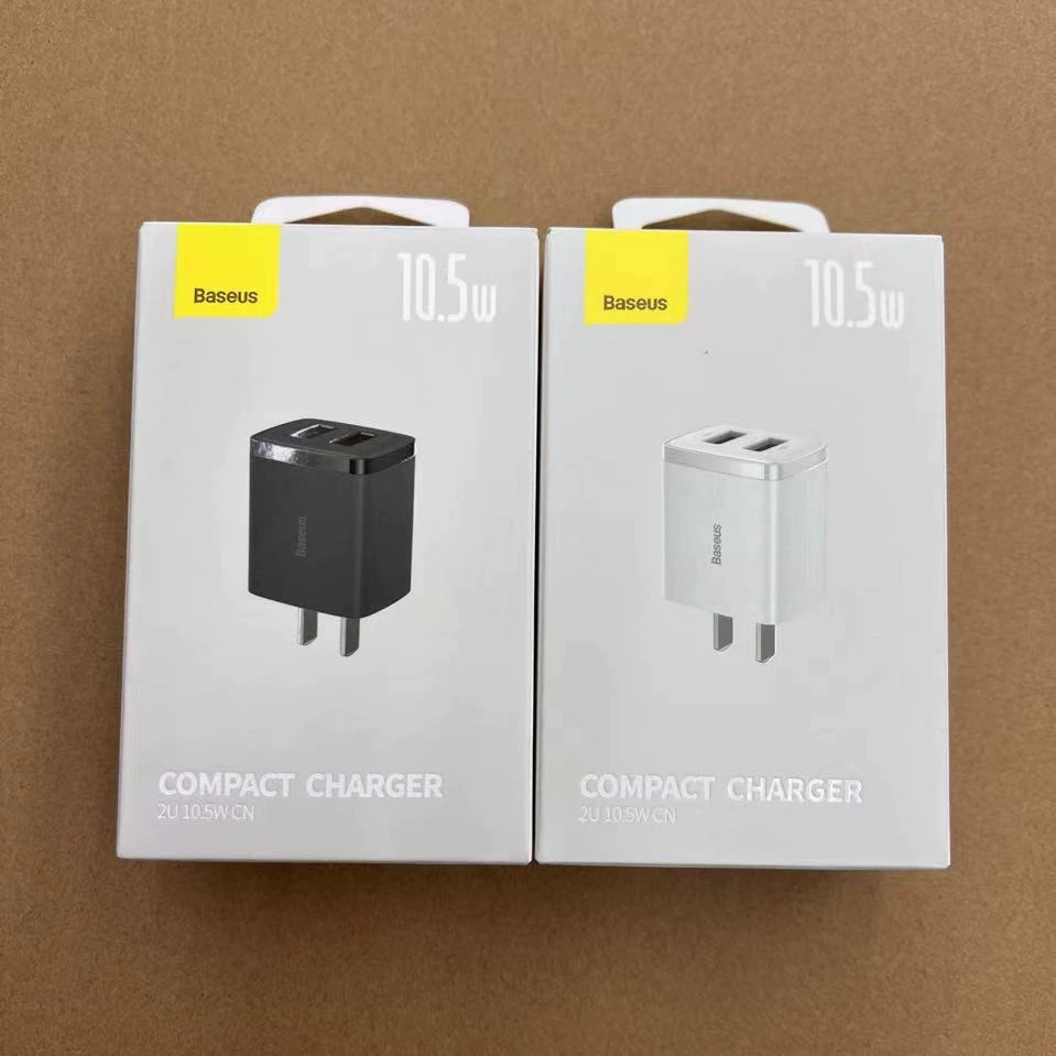 USB-зарядное устройство для стены (Baseus), двойной USB 5V 2.1A, компактная универсальная вилка