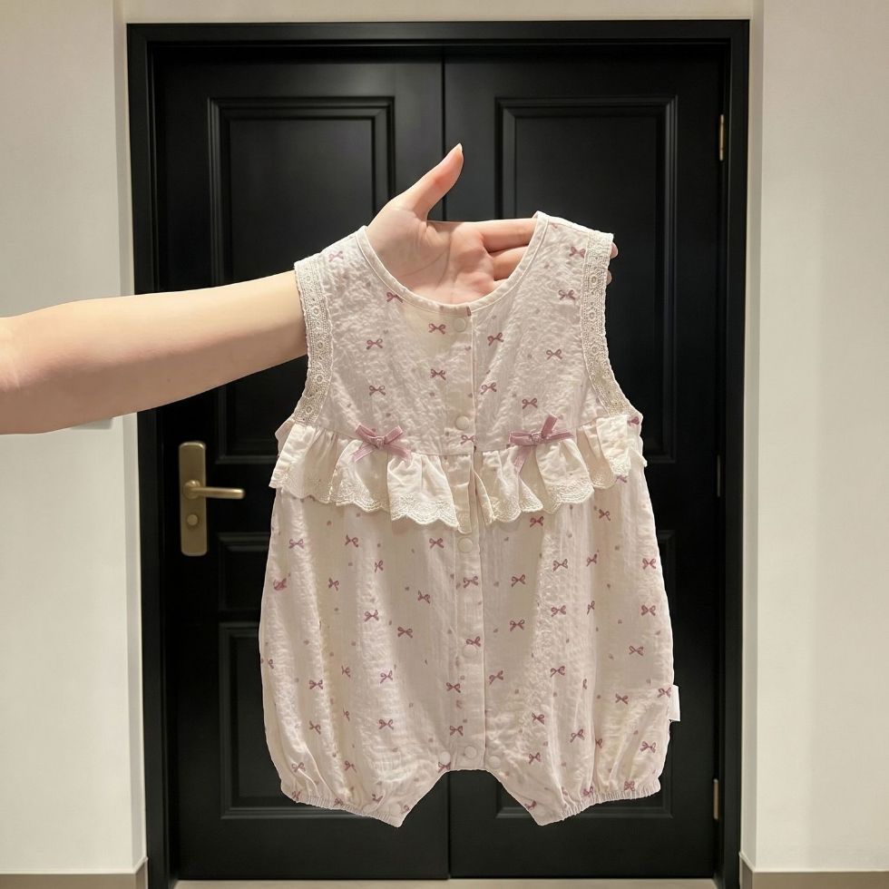 Summer cute thin set girl's sleevless with bow