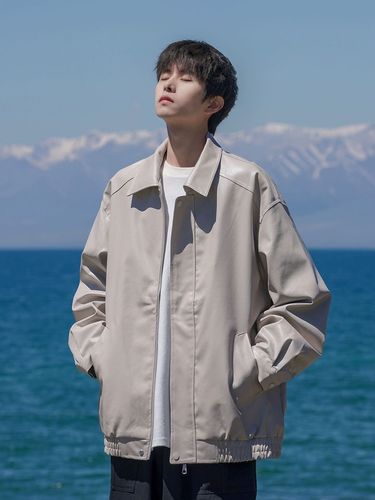 American street-style PU leather jacket for men, autumn trendy brand retro motorbike suit, loose men's leather coat