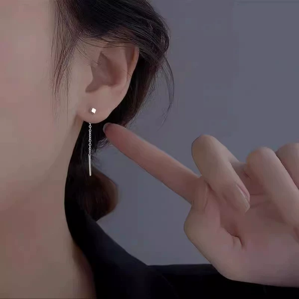 Silver square earrings