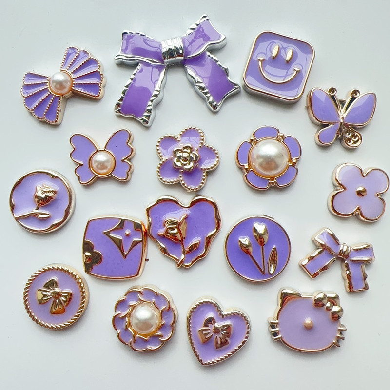 Sweet Purple Lavender Color Purple Series Hairpin Headwear Hat Hole Shoes Clothing Accessories DIY Material