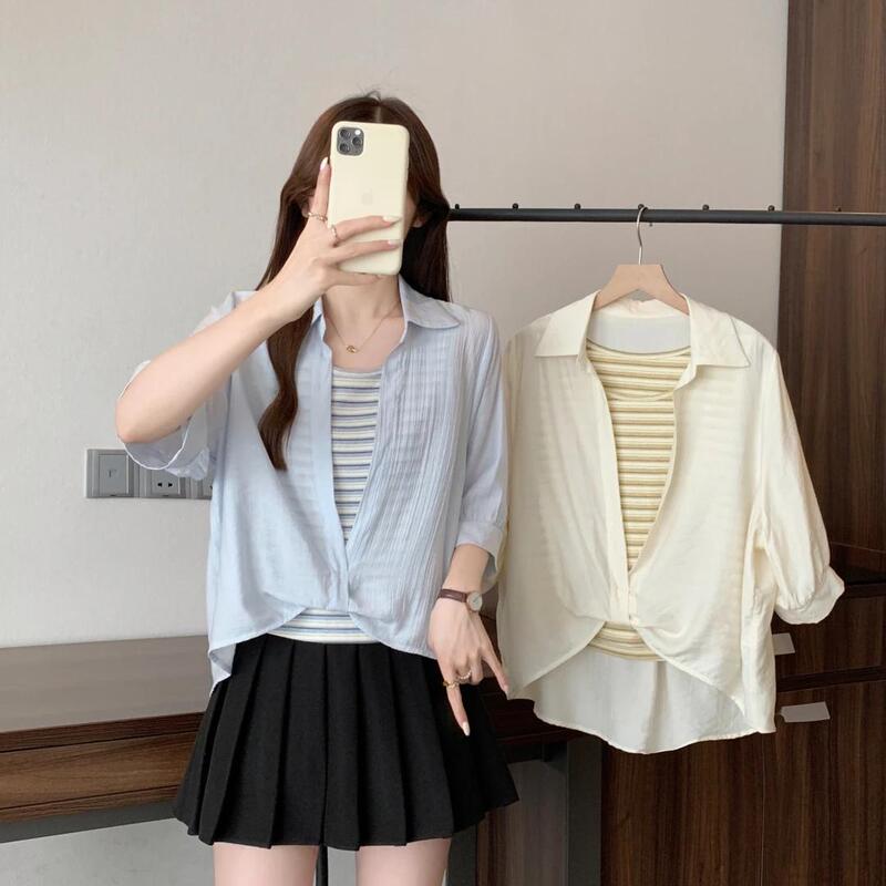 Two-Piece Set of Sun-Protective Shirts for Women, Summer 2026, Plus-Size Design with a Stylish Twist, Versatile Casual Tank Top Shirt