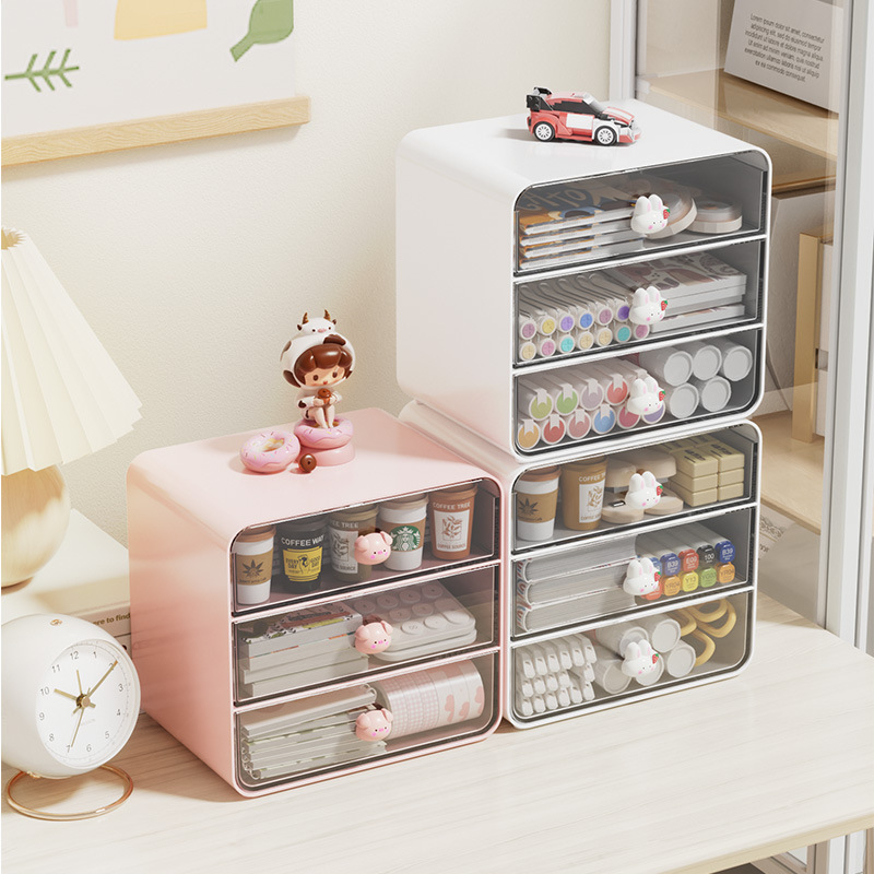 Desktop Storage Box Student Ins Stationery Hand Account Artifact Box Cosmetic Cabinet Dormitory Desk Drawer Rack