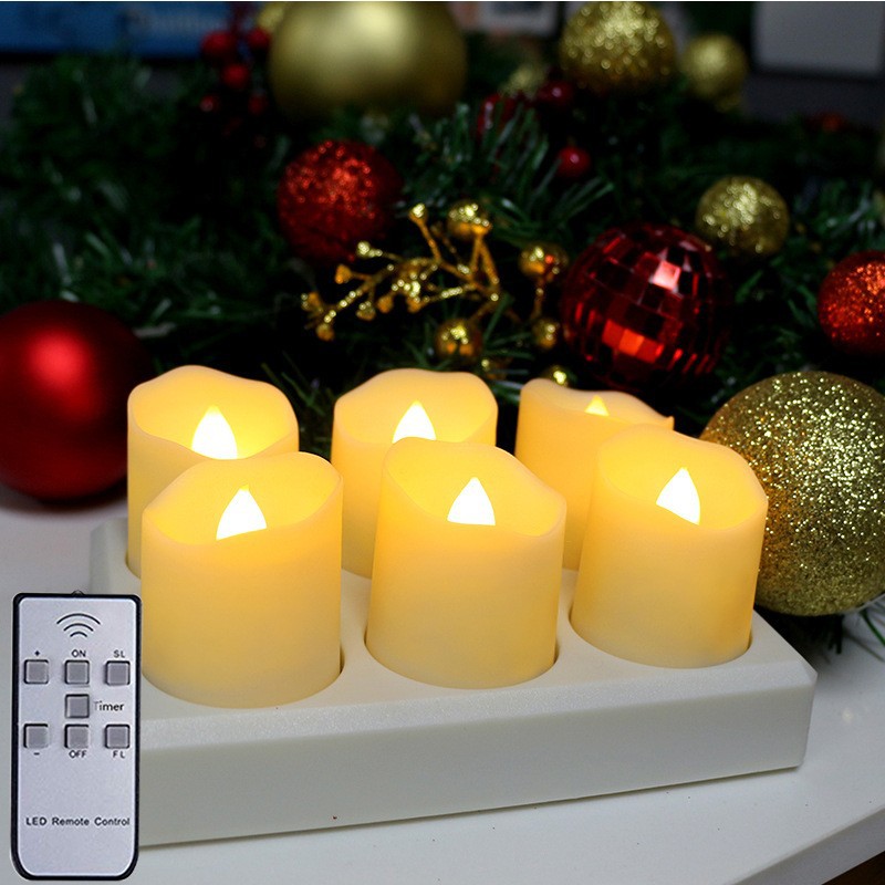 Vela digital con control remoto para Halloween, decoración del hogar de cumpleaños, lámpara de té con carga USB, lámpara de vela LED de plástico artificial