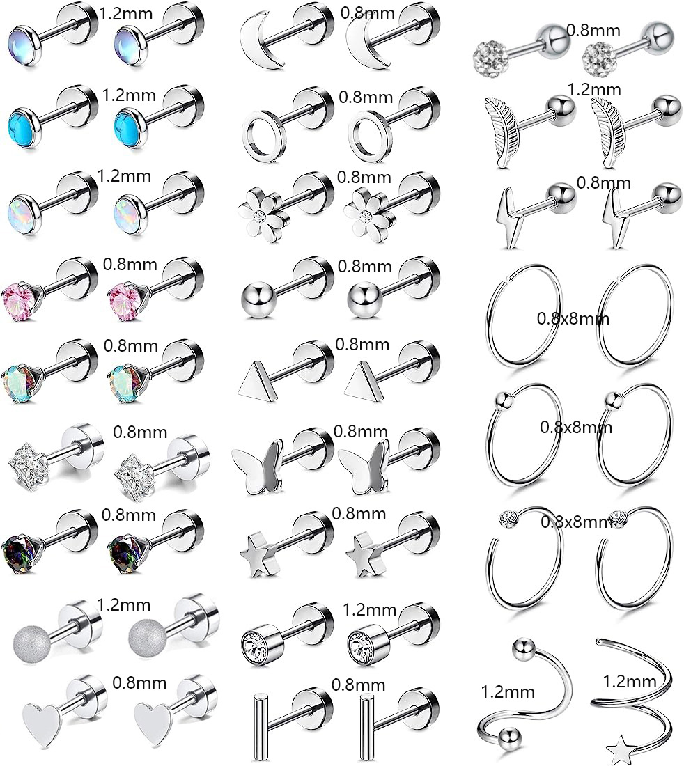 16G labret stud size and finish detail