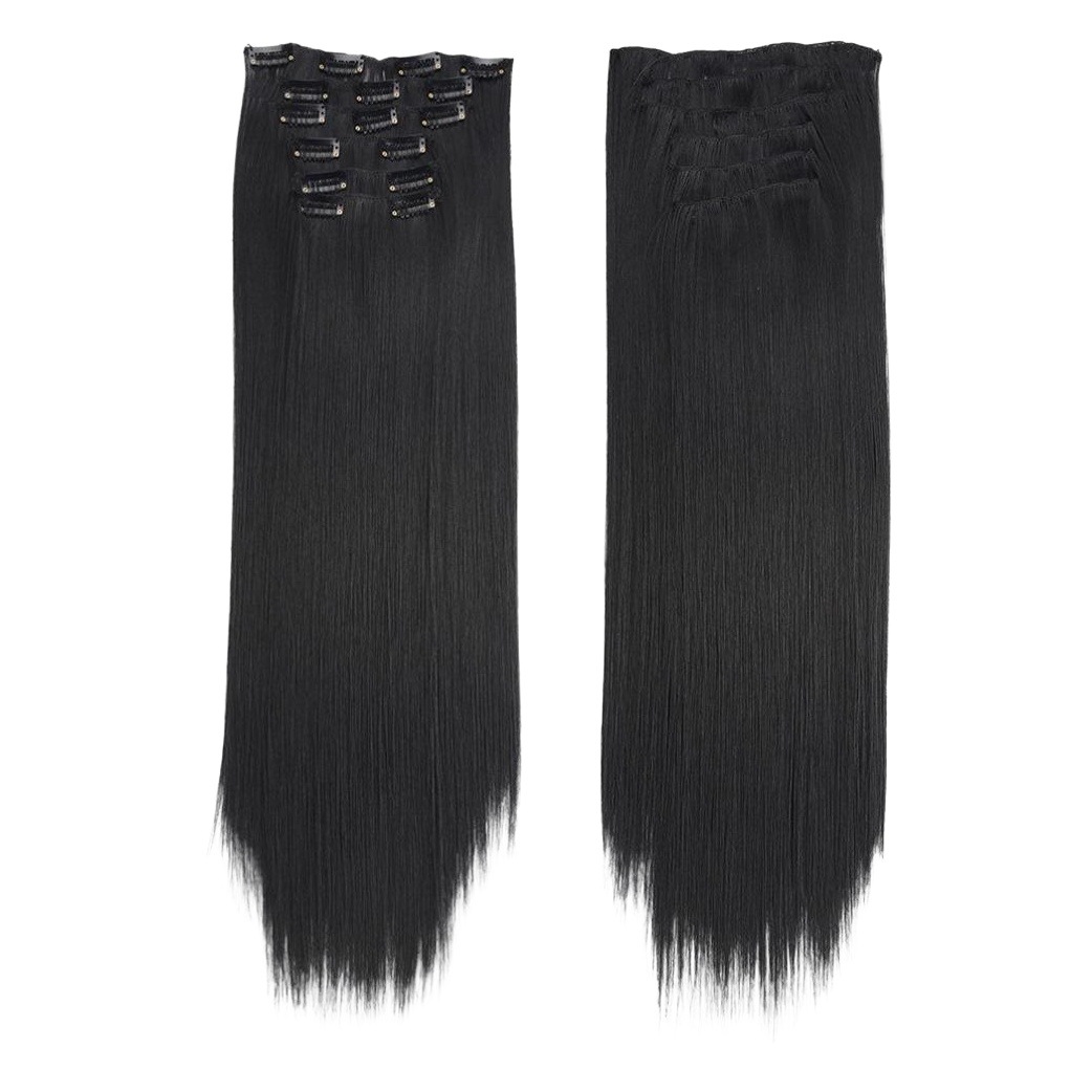6-Piece Set of Clip-In Hair Extensions, 16-Inch Long Straight Hair, Cross-Border European and American Hair Extensions