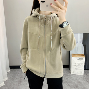 Aoli fleece fleece women's winter couple's warm top fleece-lined thickened hooded polar fleece jacket sweater men