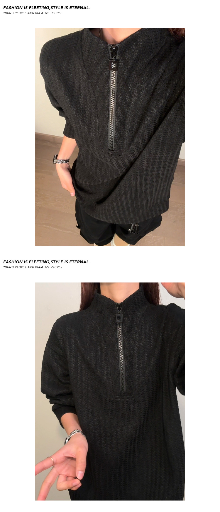 Cleanfit Half-zip Stand-up Collar Herringbone Pattern Sweatshirt For Men And Women, Spring Style, -inspired_voghion.com