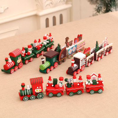 圣诞装饰品圣诞木质小火车橱窗装饰摆件圣诞节礼物礼品