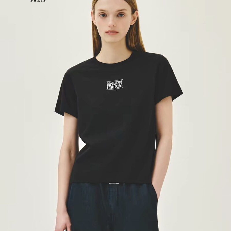 Mar Women's Classic Logo Solid Color Round Neck Short-Sleeved T-Shirt 2026 Summer