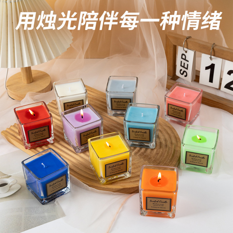 跨境热销简约方杯香薰蜡烛摆件持久熏香室内香氛蜡烛批发|undefined