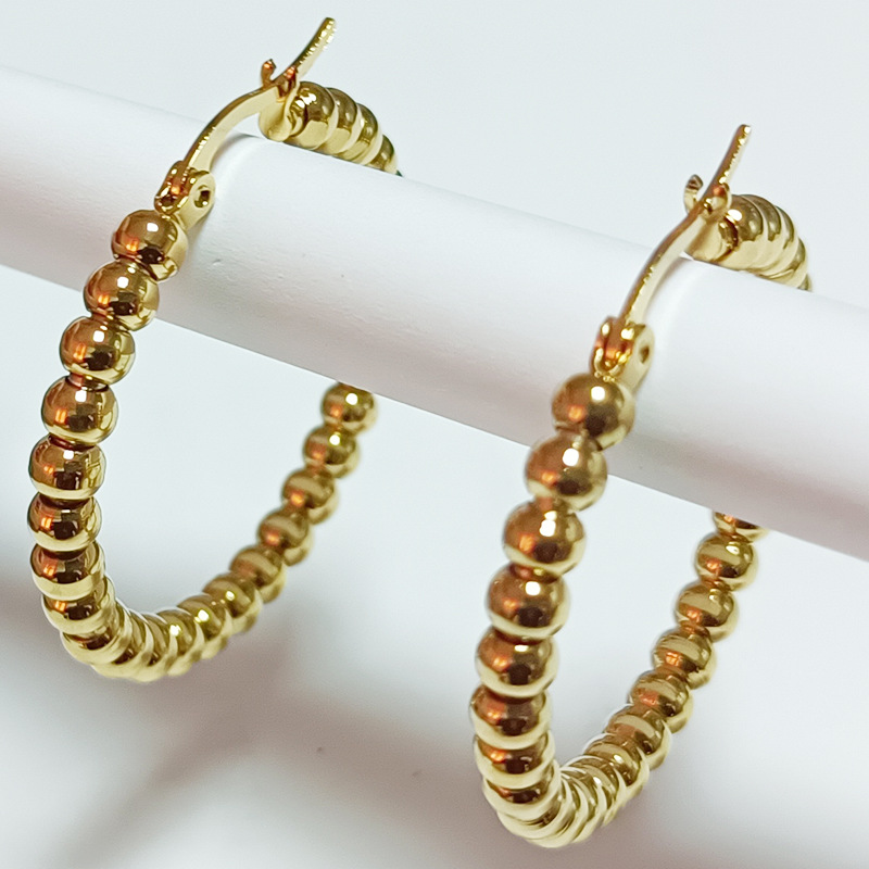 1 Paar Elegant Dame Einfarbig Überzug Titan Stahl Reif Ohrringe display picture 1