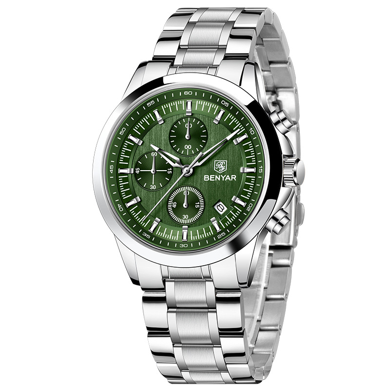 BENYAR Reloj de hombre cronógrafo multifunción calendario deportivo impermeable reloj de cuarzo de negocios BY5210