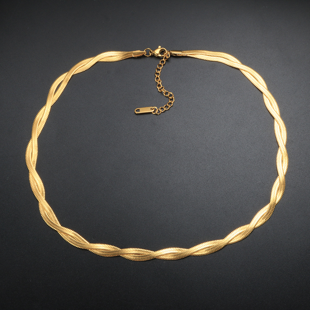 Bracelets, Necklace Classification 18K Gold, Rose Gold Plated Plating Color Daily Occasion Wholesale Jewelry Fashion Twist 304 Stainless Steel 18K Gold Plated Rose Gold Plated Plating Stainless Steel Jewelry Sets