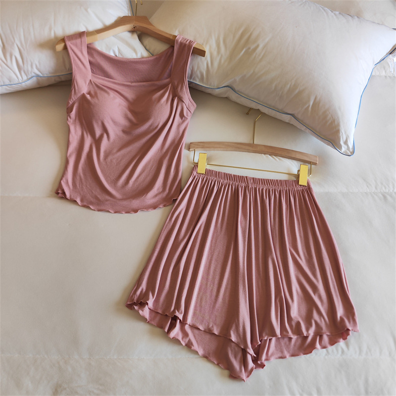 8320.2 # 로즈 핑크 조끼 + 반바지 [고정 가슴 패드 포함]