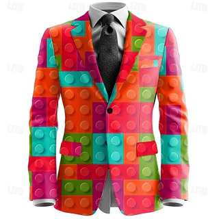 3D数码印花两粒扣派对西服外套休闲上衣源头工厂直销跨境热卖