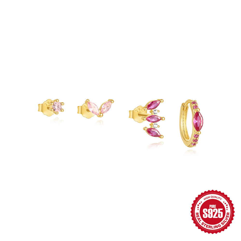 Moda europea y americana estilo ins s925 plata esterlina estrella de ocho puntas básico a juego diario temperamento traje de pendientes de aretes de moda