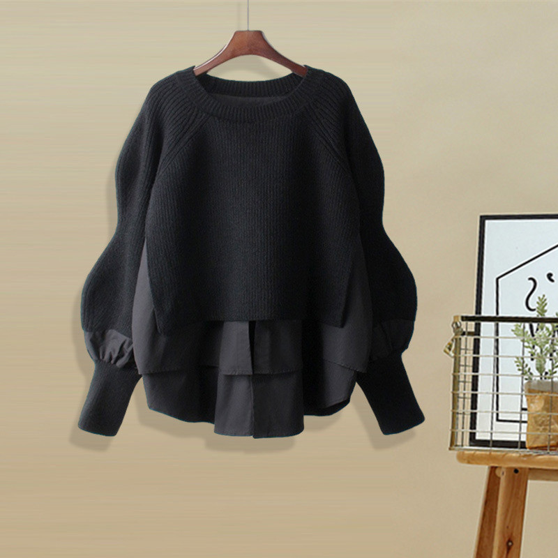 Women's Knitted Pullover – Stylish Fake Two-piece Design For Winter_voghion.com
