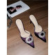 Sun Zhihui High Heels 2025 New Pointed Stiletto Heel Purple Satin Rhinestone Half Slippers Women's Outer Wear