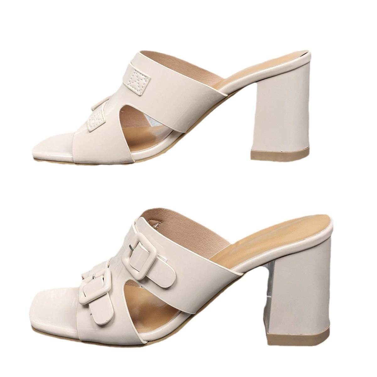 Summer slippers, footwear, belt, buckle, slide high heels, plus size, European style