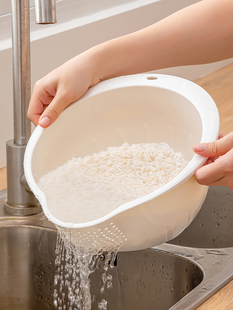 Kitchen Rice Washing Rice Sieve Rice Washing Basin Draining Basket Household Multifunctional Vegetable Washing Fruit Basin mrun