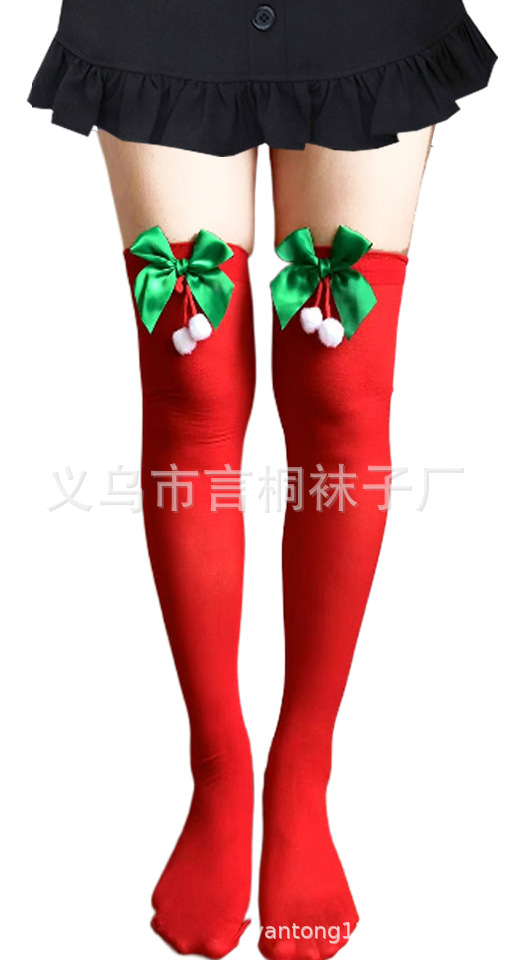 Medias de Navidad fabricantes transfronterizos en stock Medias de Halloween vacaciones vestir ropa accesorios rayas sobre la rodilla Calcetines