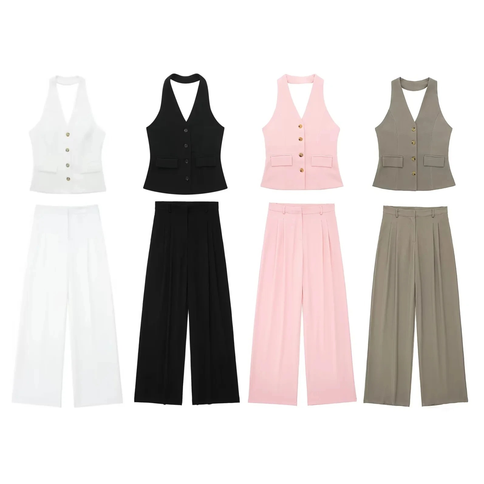 ChicShe Grensoverschrijdende Buitenlandse Handel Groothandel Werkkleding Europees en Amerikaans Lente Zomer Nieuwe Dames Vest + Shorts Set_voghion.com