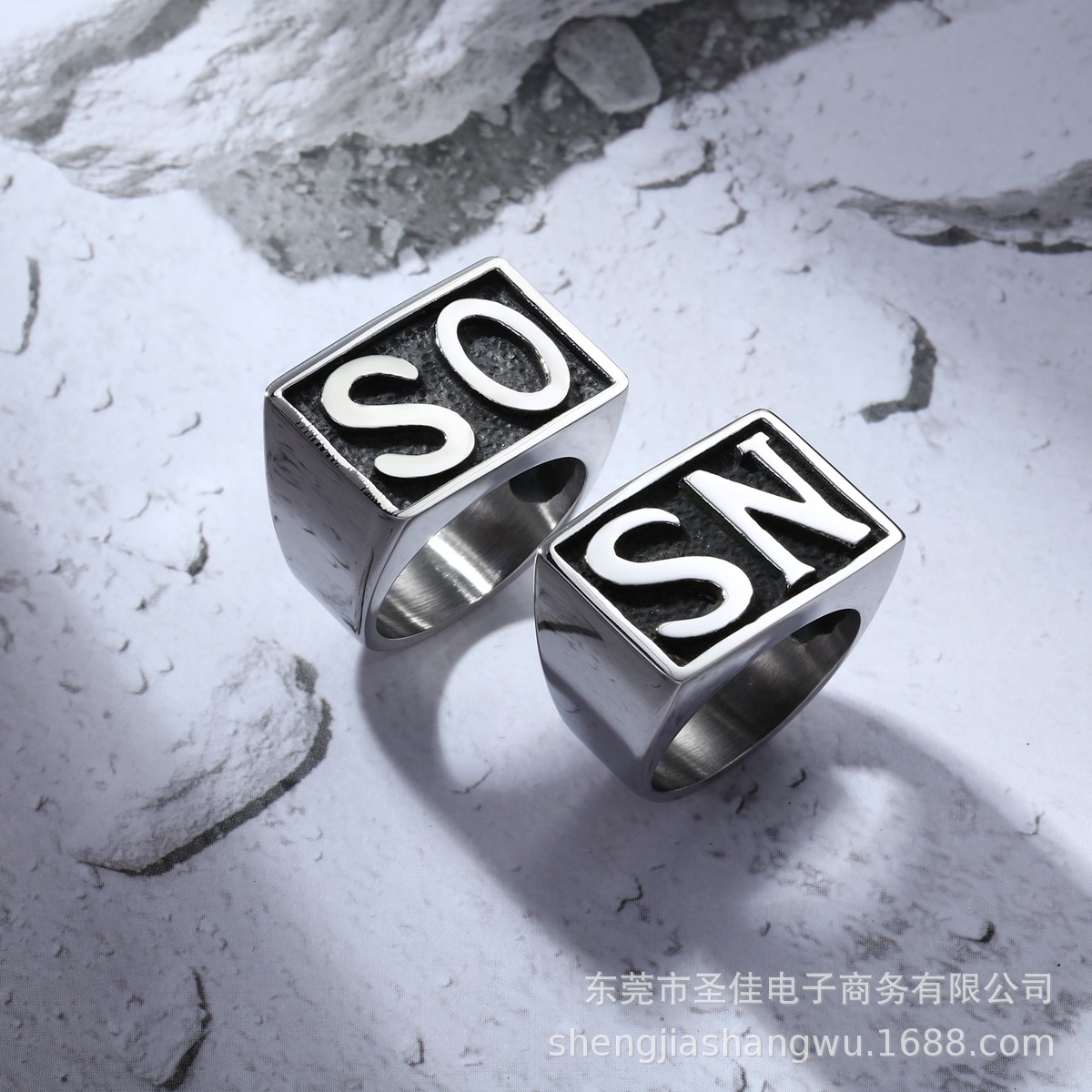 歐美個性男士鈦鋼戒指 時尚SN英文字符霸氣簡約商務戒指SA723-724